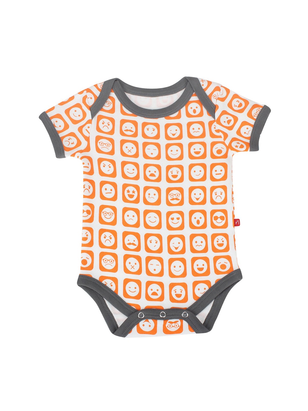 

Nino Bambino Infant Kids White & Orange Printed Organic Cotton Bodysuit