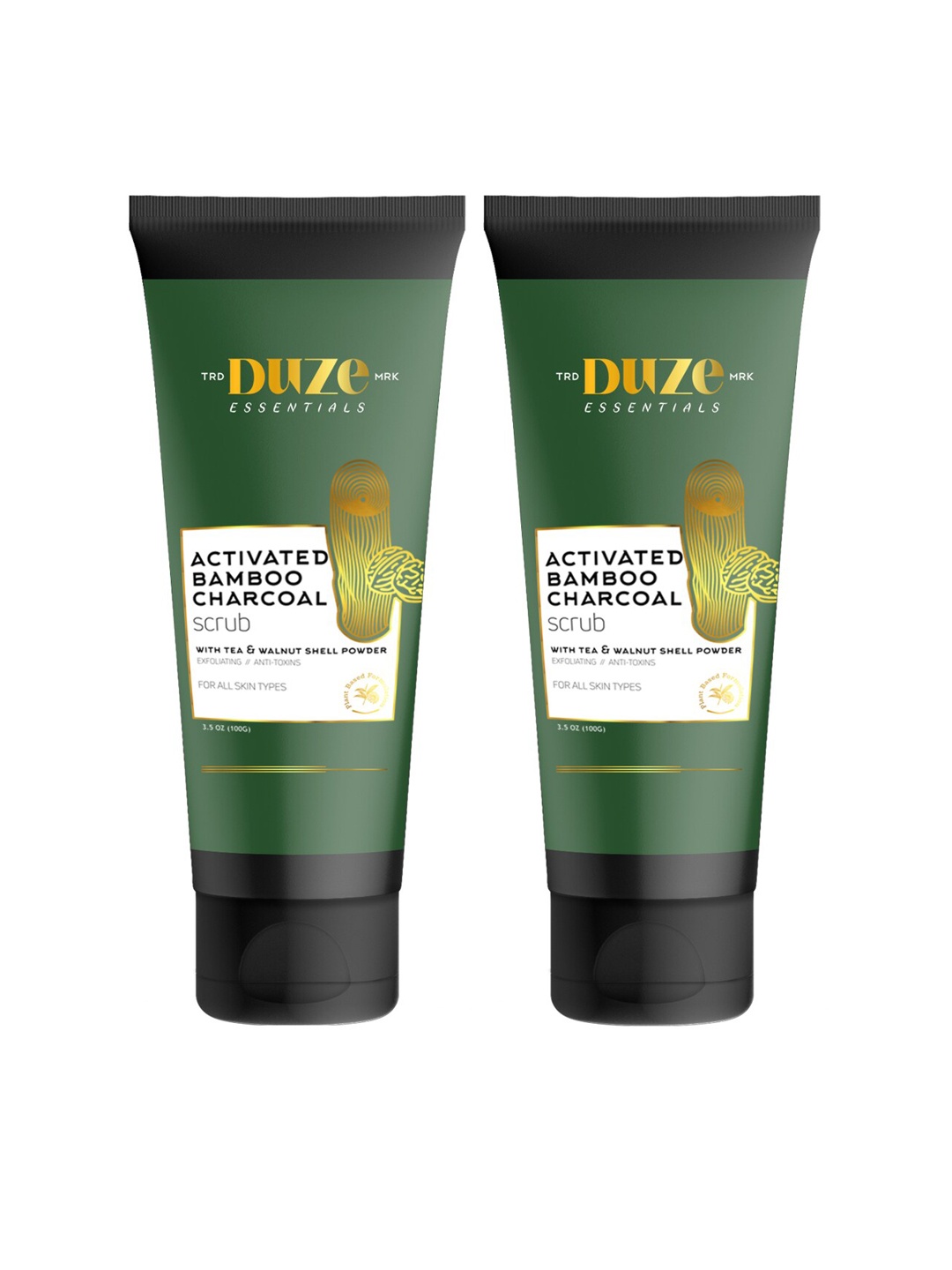 

Duze Set of 2 Activated Bamboo Charcoal Scrub with Tea & Walnut Shell Powder, Green