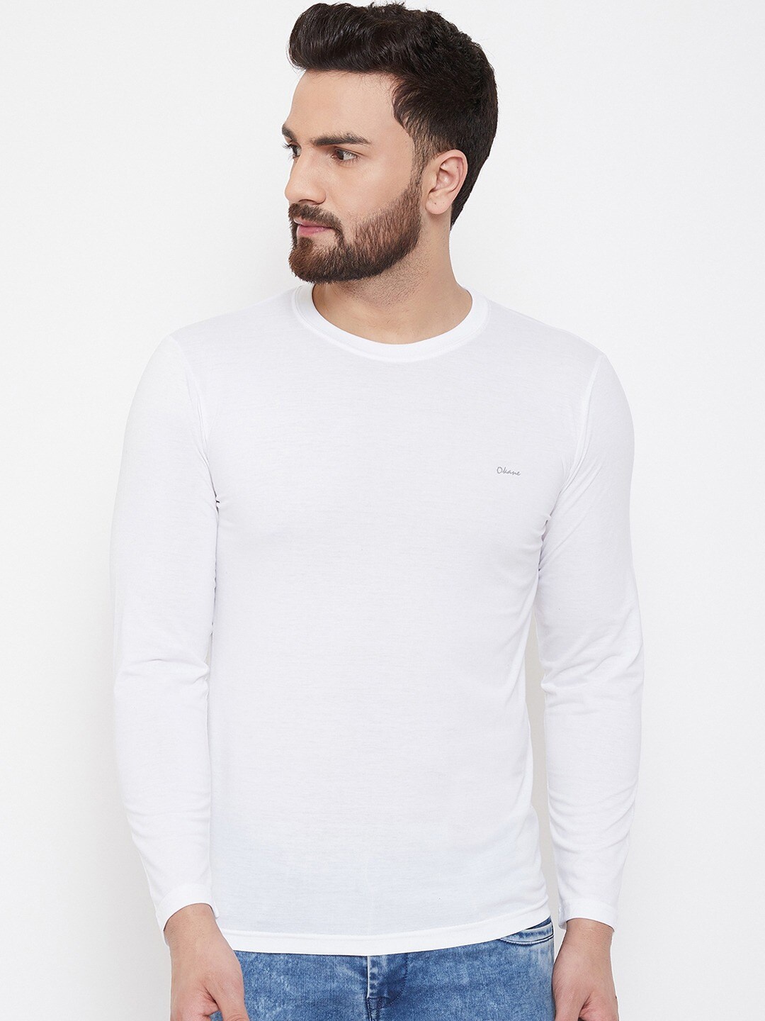 

Okane Men White Solid T-shirt