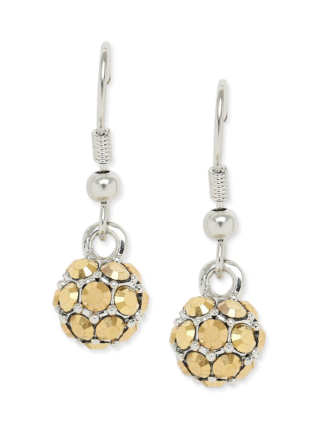 

Mahi Yellow & Silver-Toned Rhodium Plated Contemporary Drop Earrings