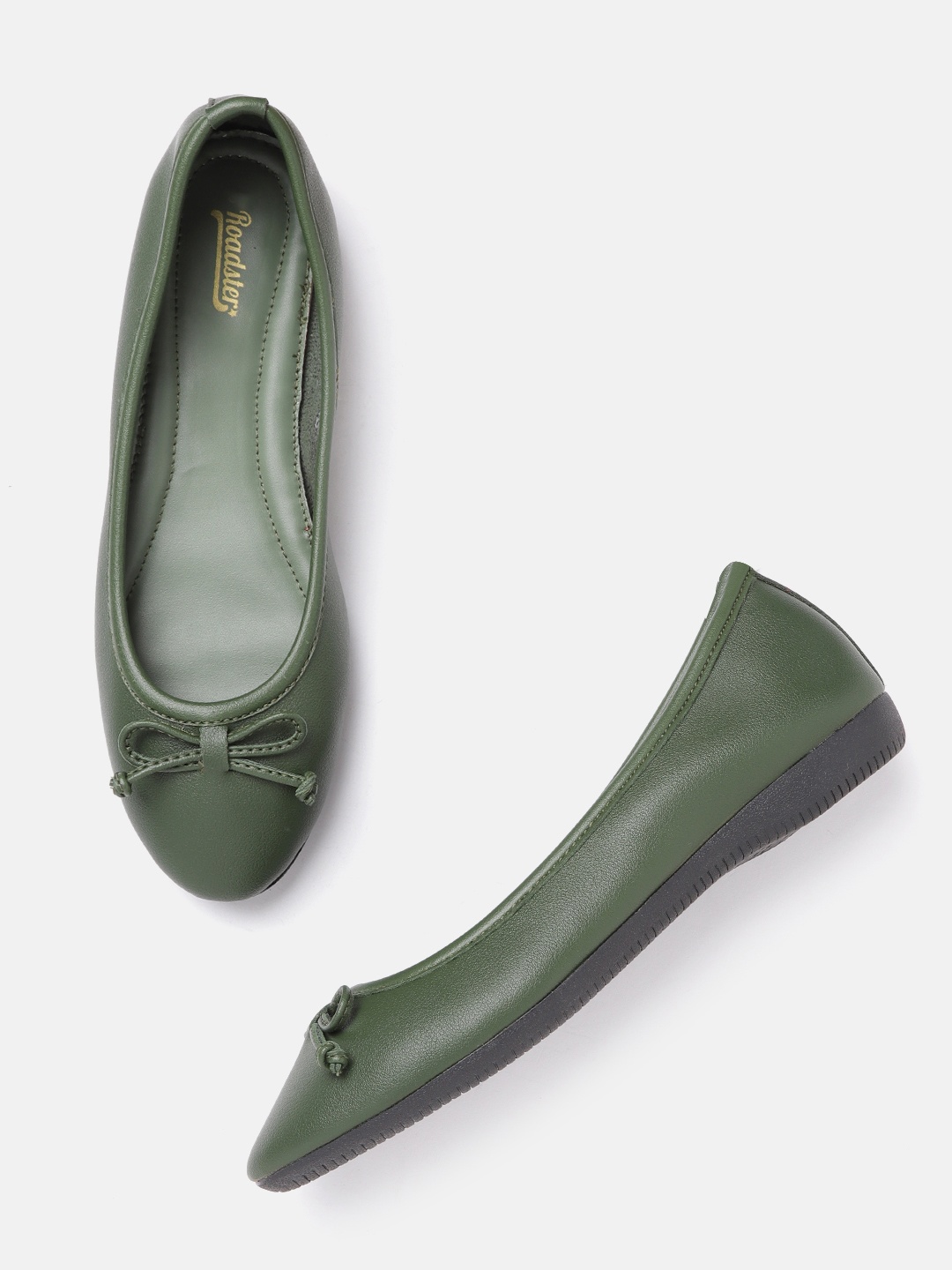 

Roadster Women Green Solid Ballerinas with Bows Detail