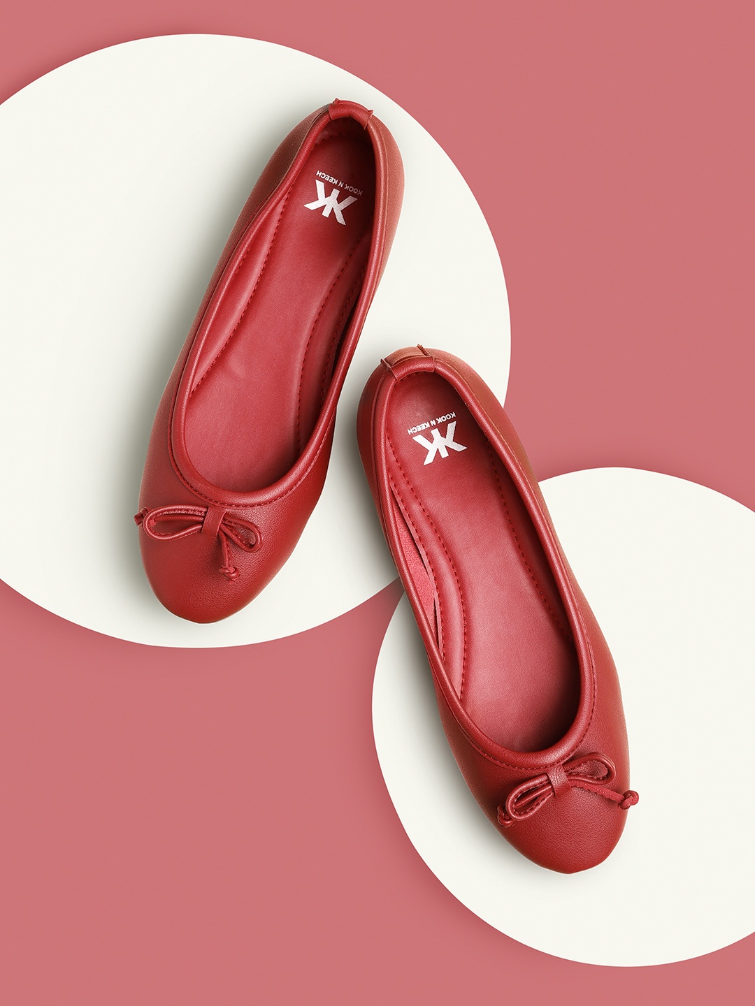 

Kook N Keech Women Maroon Solid Ballerinas with Bow Detail