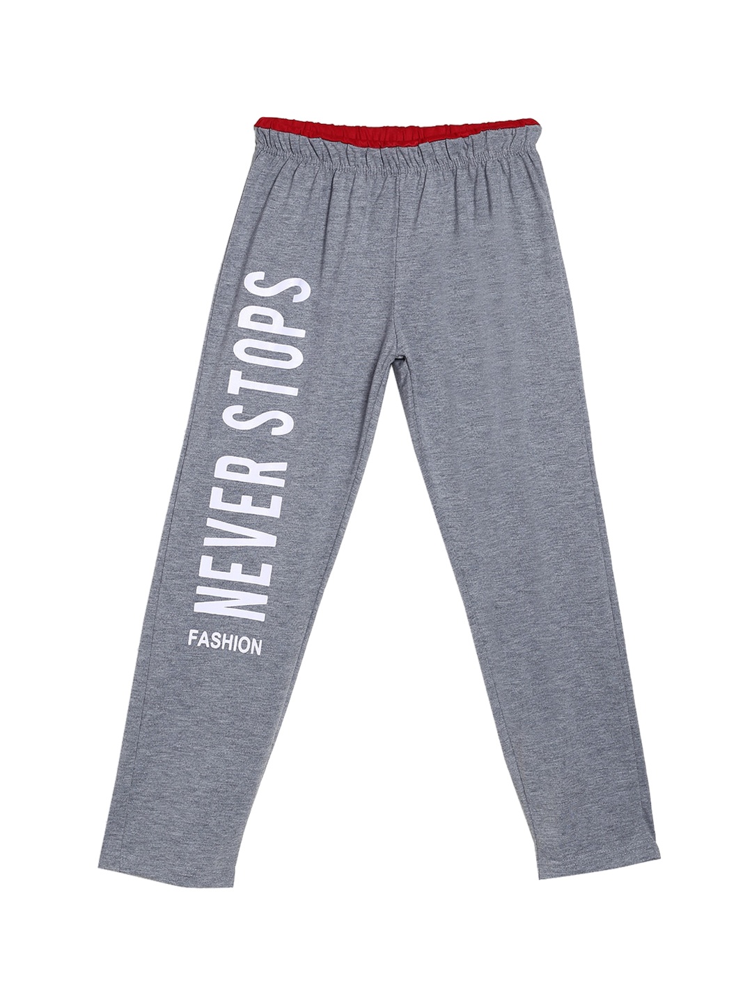 

SWEET ANGEL Boys Grey Melange Typography Printed Pure Cotton Track Pants