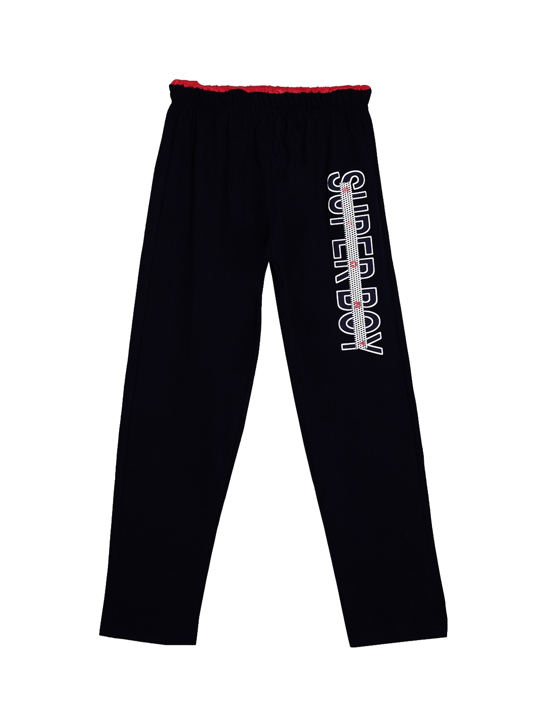

SWEET ANGEL Boys Black Printed Straight-Fit Pure Cotton Track Pants
