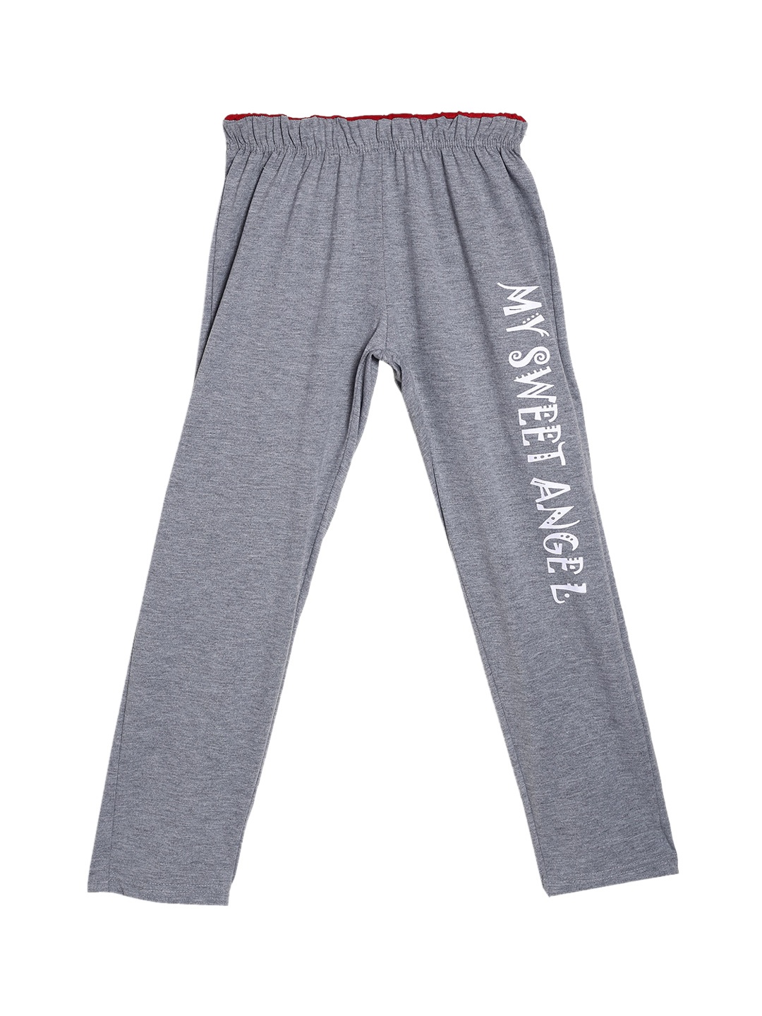 

SWEET ANGEL Boys Grey Melange Printed Pure Cotton Straight-Fit Track Pants