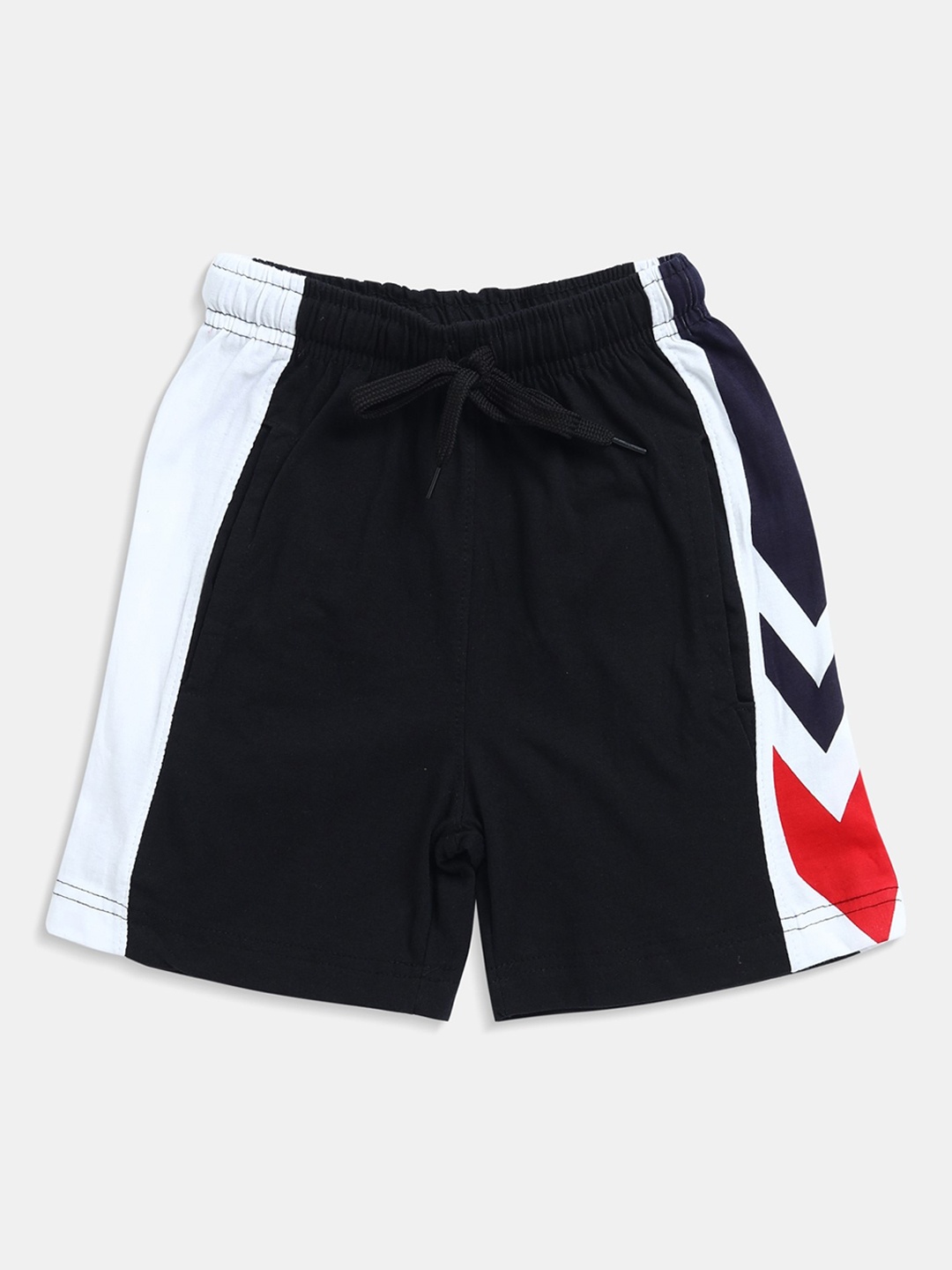

Maniac Boys Navy Blue & White Colourblocked Slim Fit Regular Cotton Shorts
