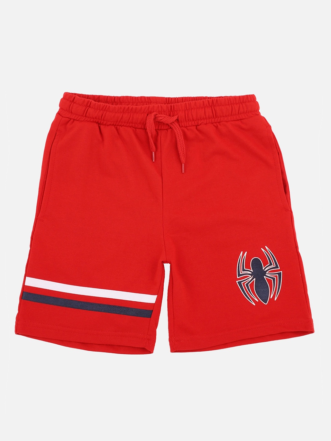 

Kids Ville Boys Red & Black Spider-Man Printed Pure Cotton Regular Shorts