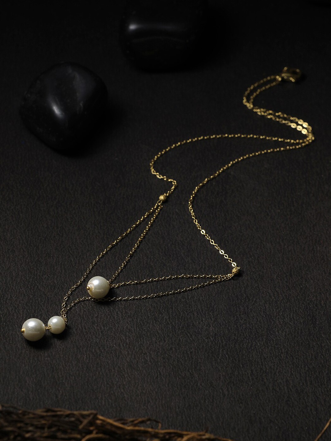 

Adwitiya Collection Gold-Toned & White Copper Gold-Plated Layered Chain