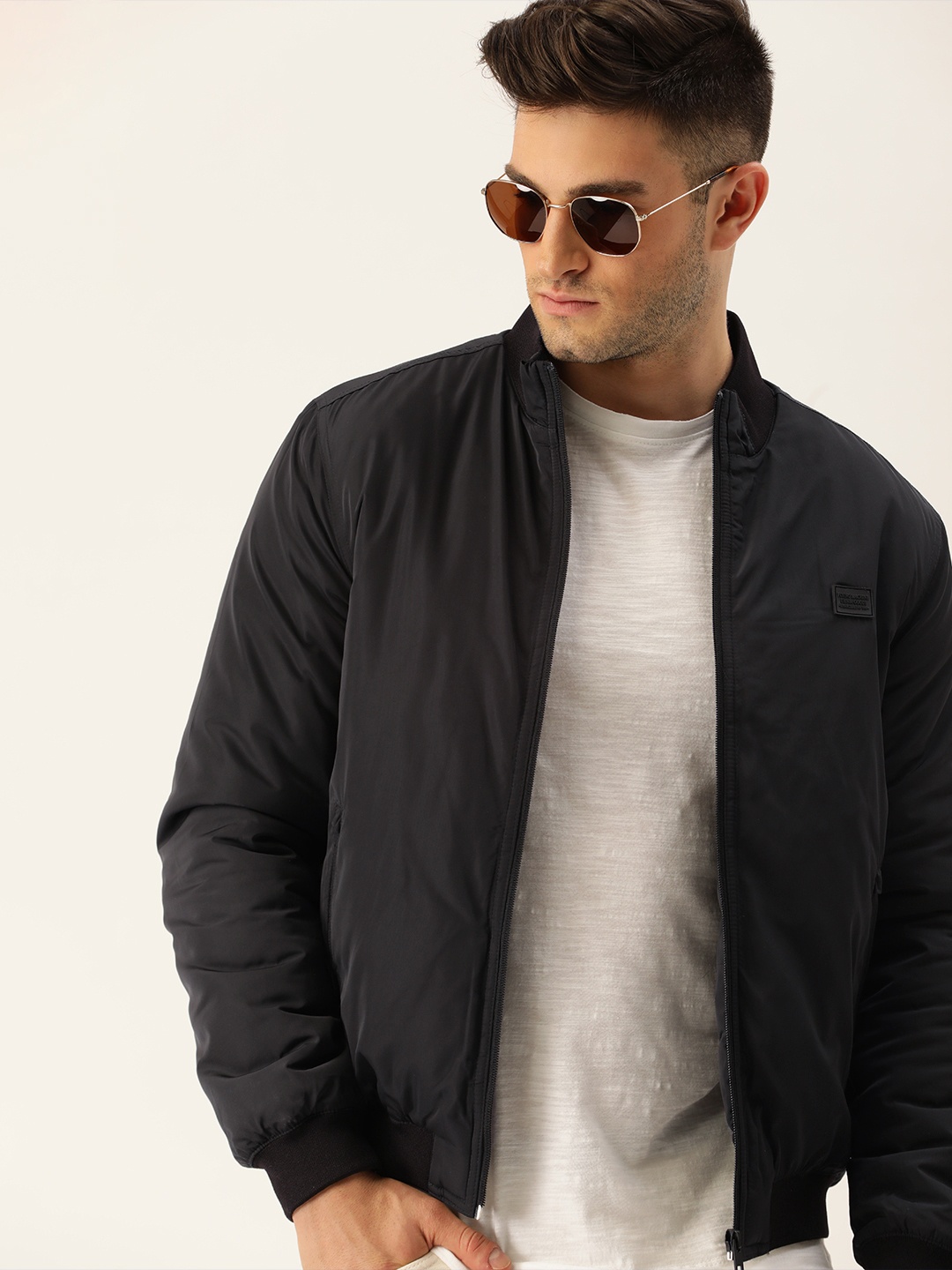 

Flying Machine Men Charcoal Solid Sporty Jacket