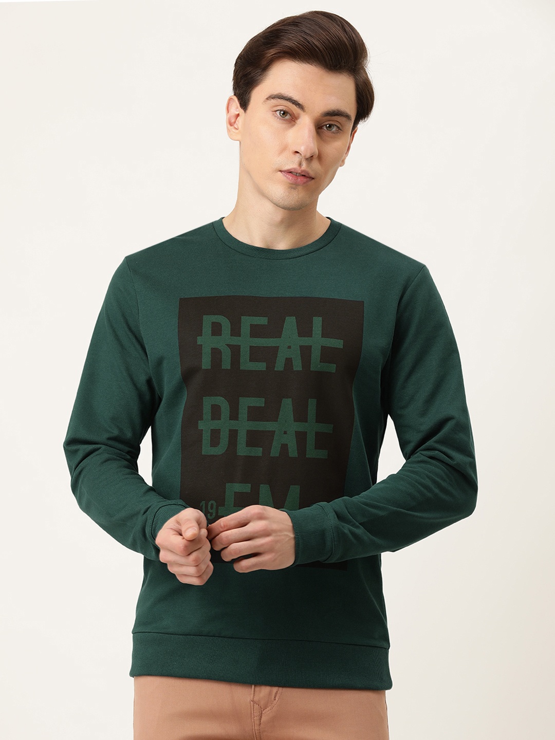 

Flying Machine Men Green Printed Sweatshirt
