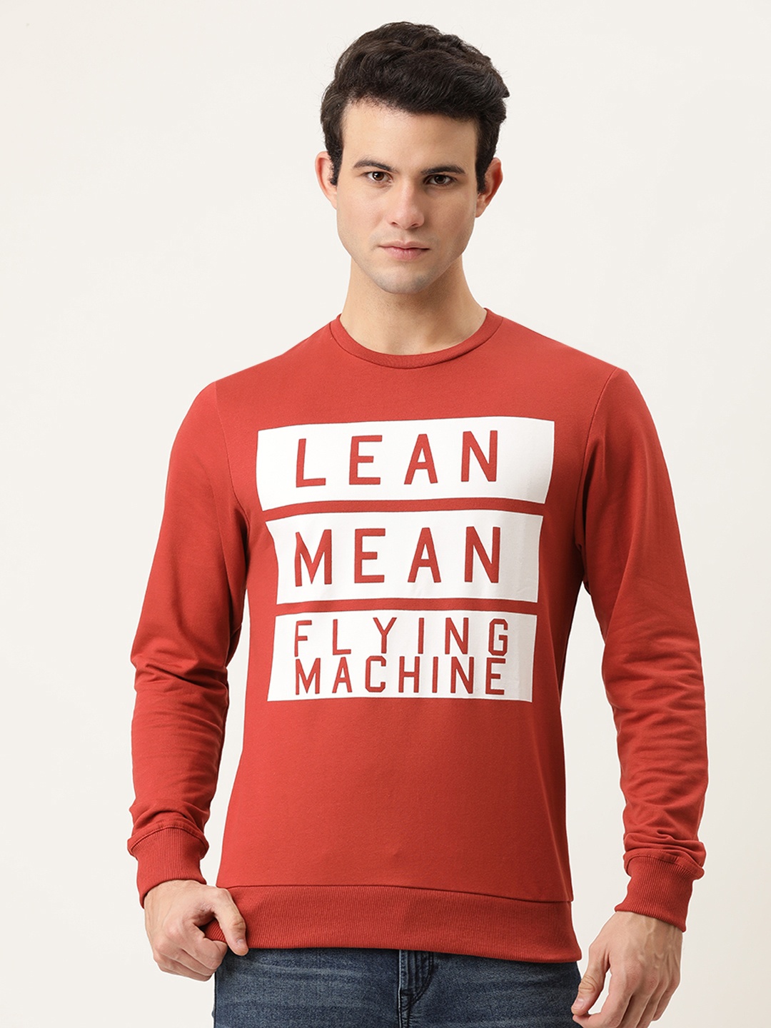 

Flying Machine Men Red Printed Sweatshirt