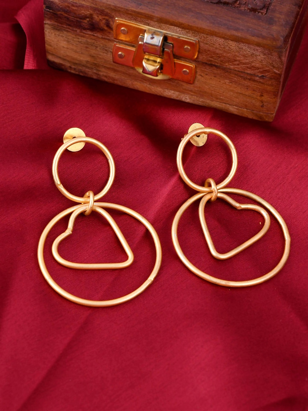 

Silvermerc Designs Gold-Toned Heart Shaped Drop Earrings