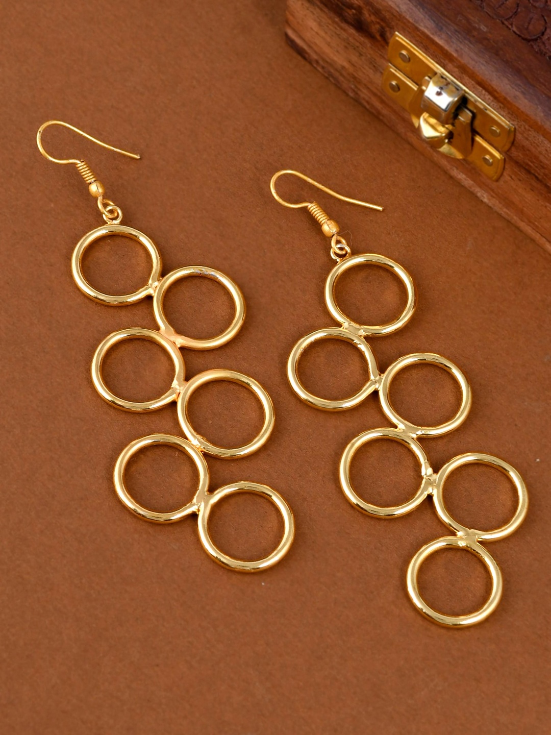 

Silvermerc Designs Gold-Toned Contemporary Drop Earrings