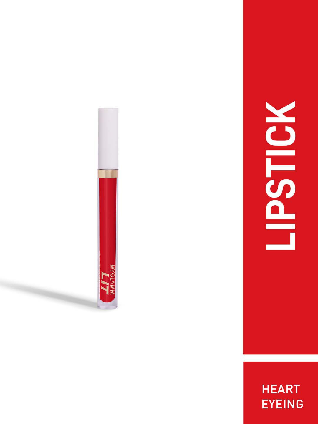 

MyGlamm LIT Liquid Matte Lipstick-Heart Eyeing-3ml, Red