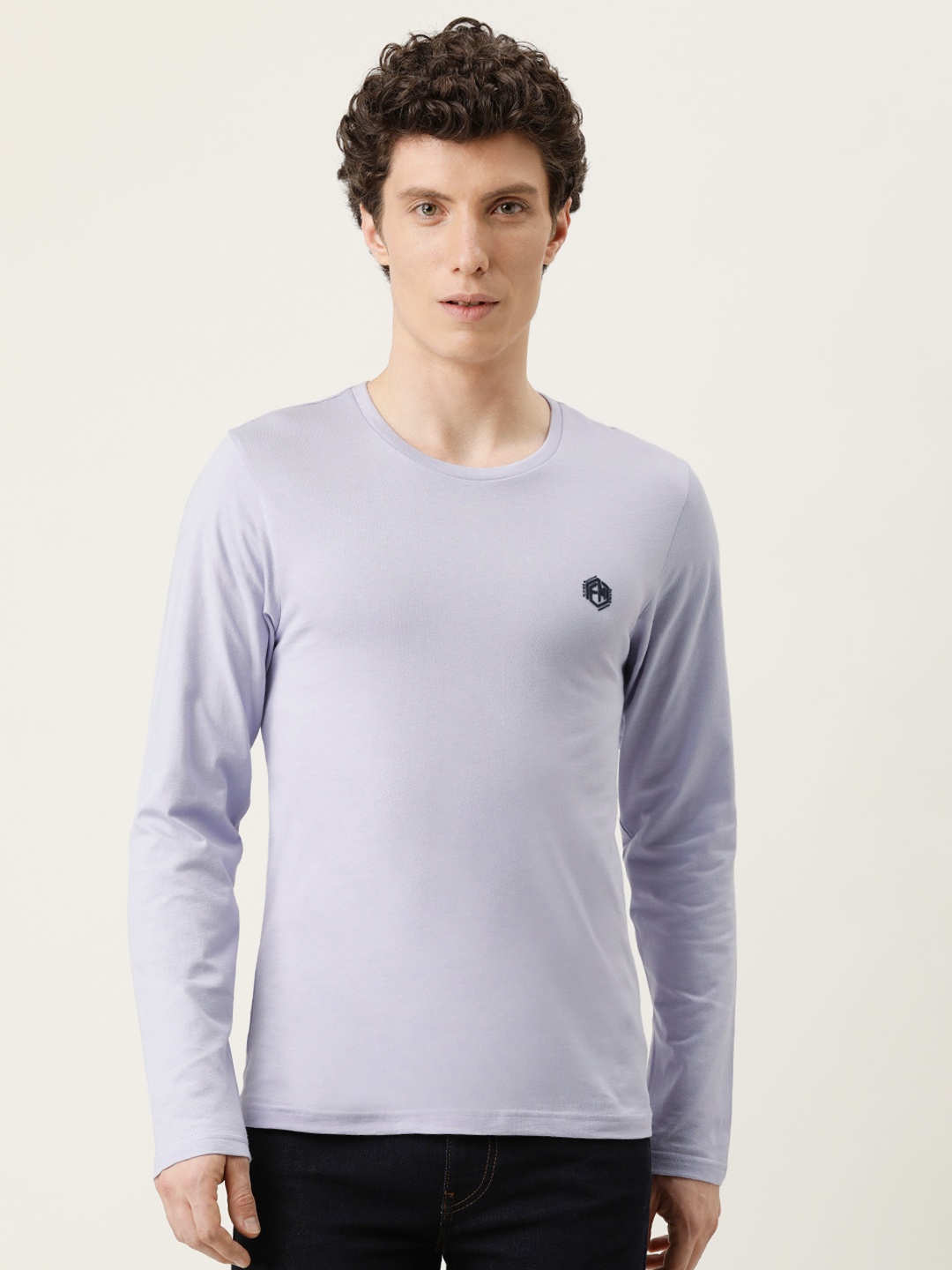 

Flying Machine Men Lavender T-shirt With Printed Detailing