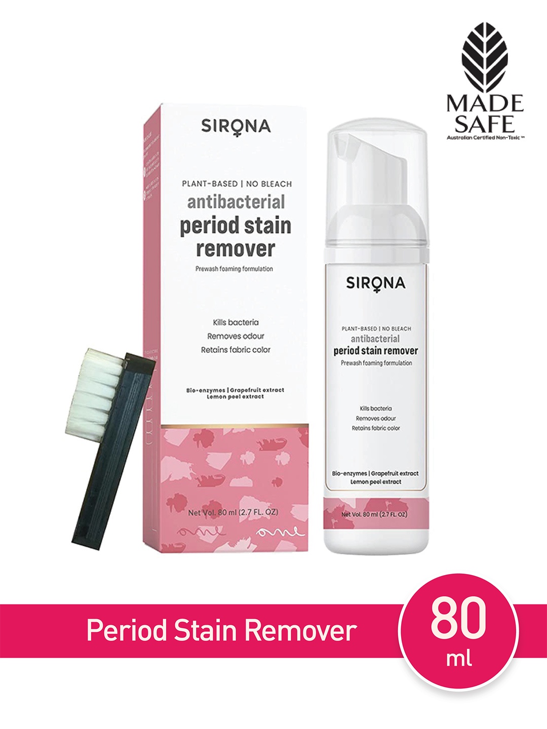 

Sirona Antibacterial Period Stain Remover 80 ml, White