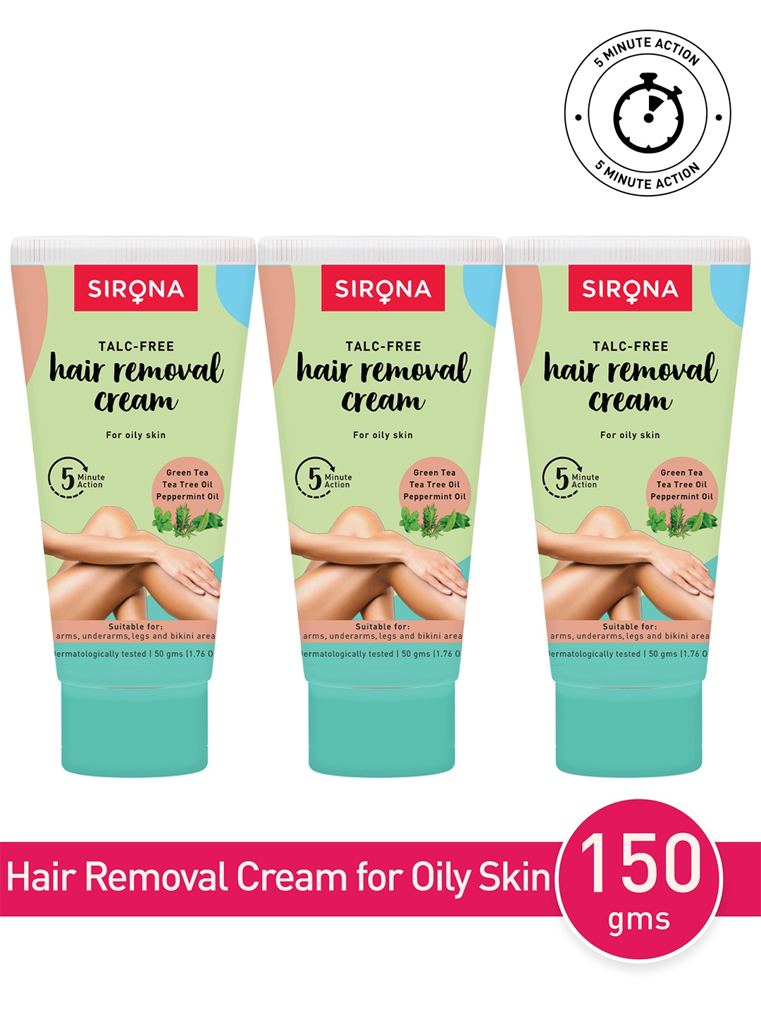 

Sirona Pack of 3 Hair Removal Cream 50 g, White