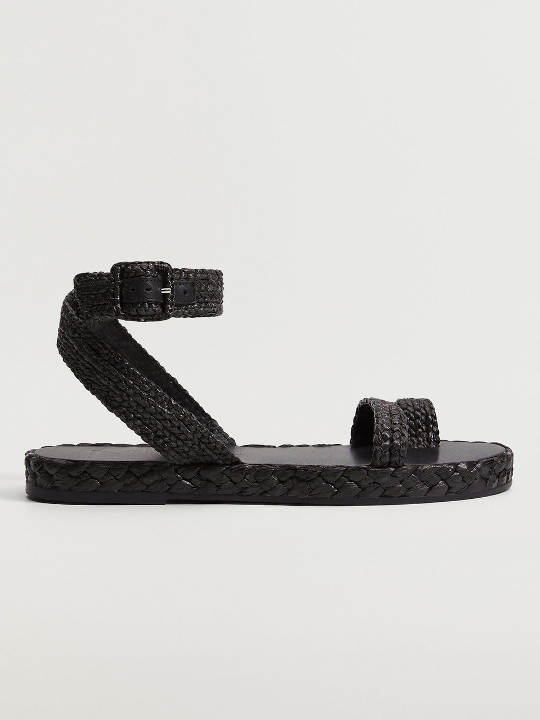 

MANGO Women Black Braided One Toe Flats