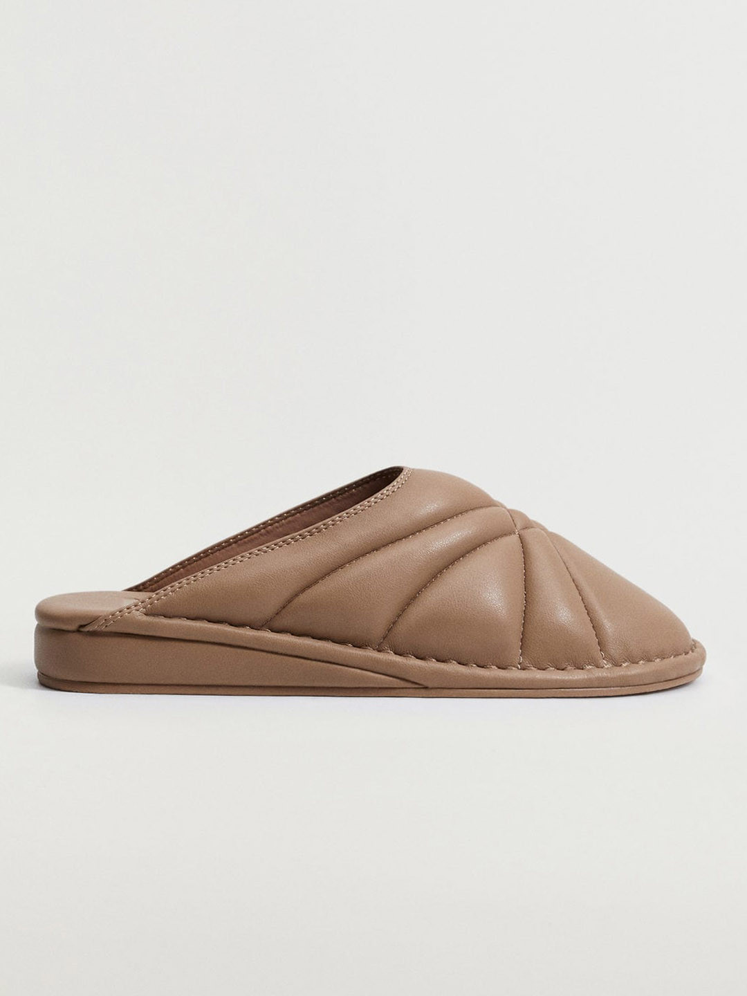 

MANGO Women Beige Quilted Mules