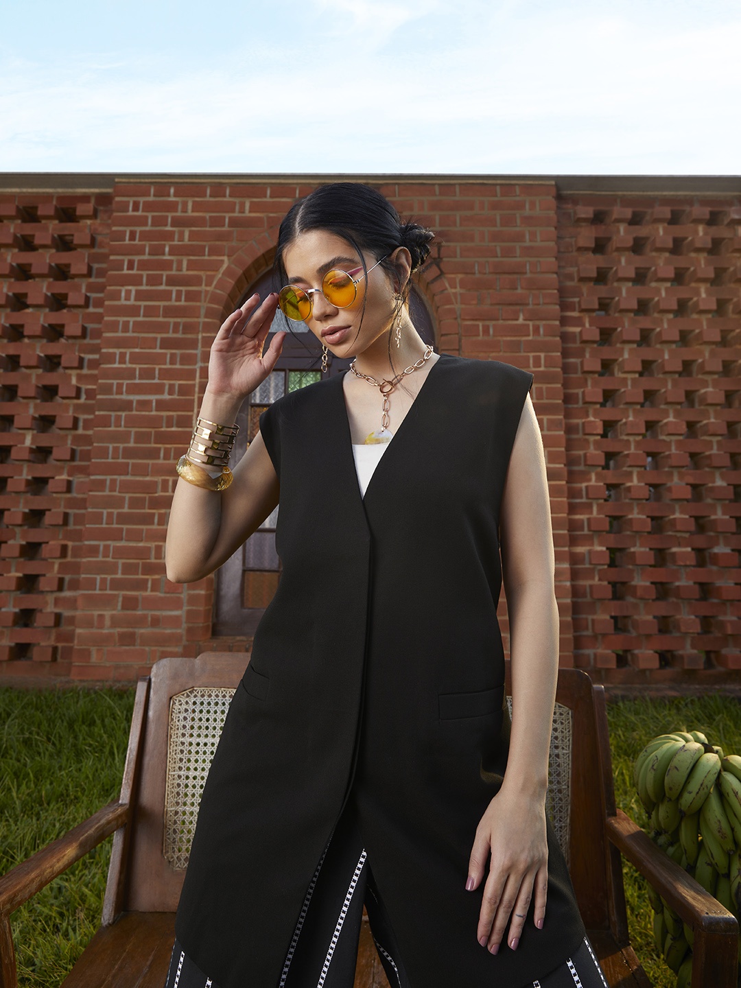 

MANGO Women Black Solid Waistcoat