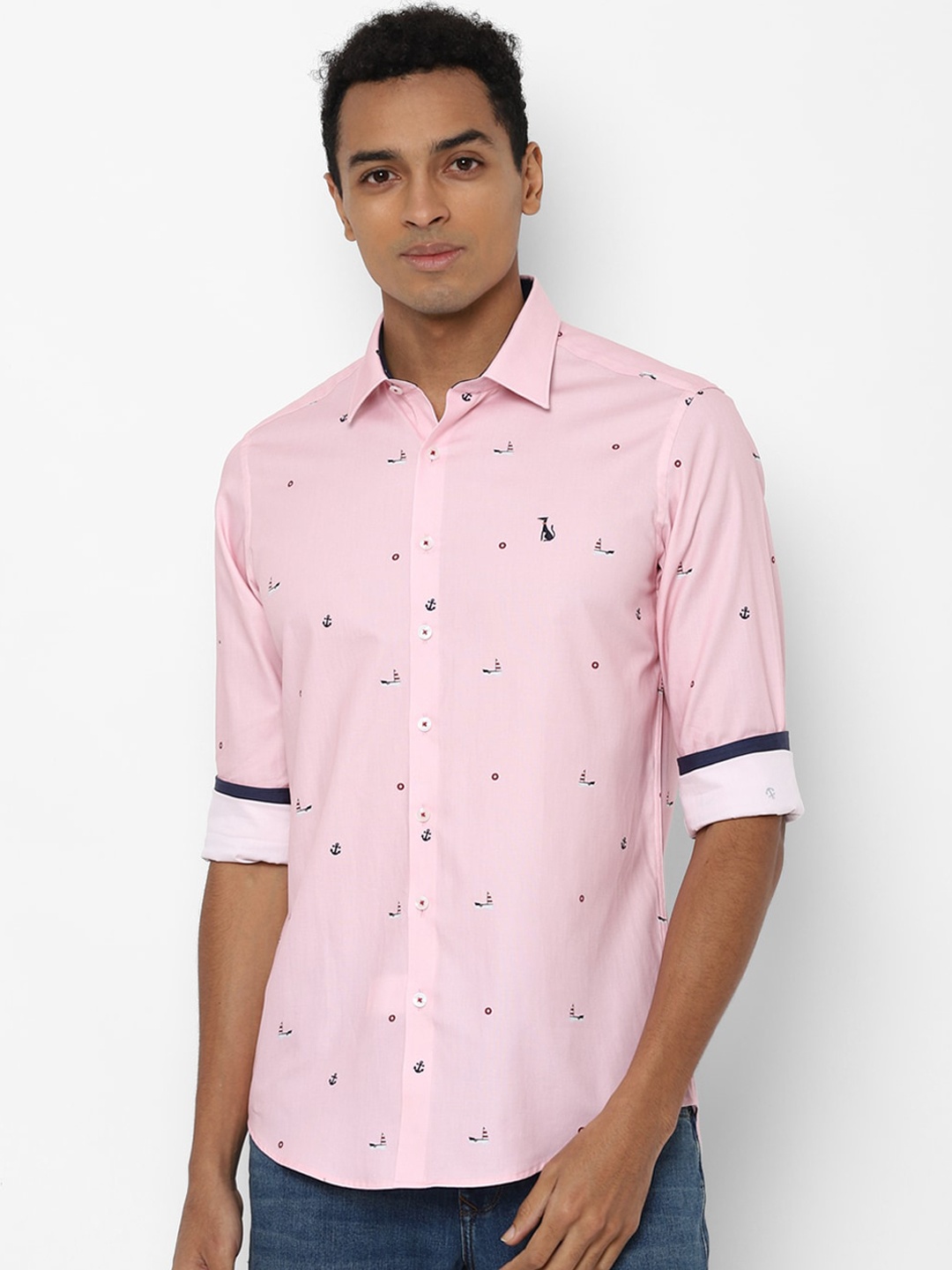 

SIMON CARTER LONDON Men Pink Slim Fit Opaque Printed Casual Shirt
