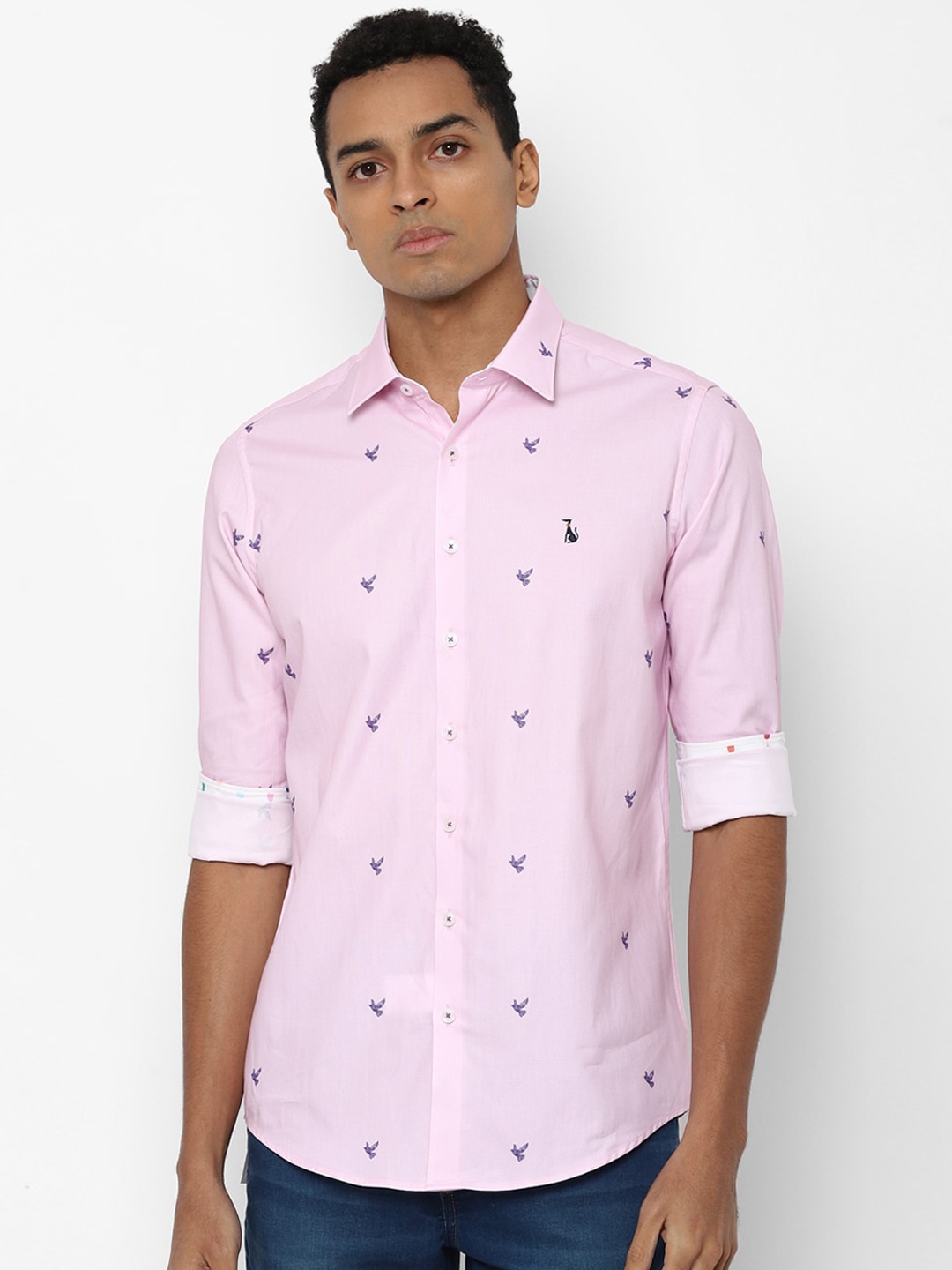 

SIMON CARTER LONDON Men Pink Slim Fit Opaque Printed Casual Shirt