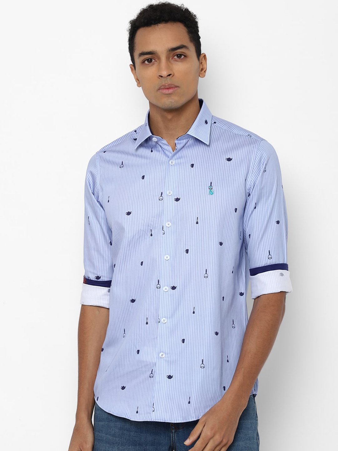 

SIMON CARTER LONDON Men Blue Slim Fit Opaque Striped Casual Shirt