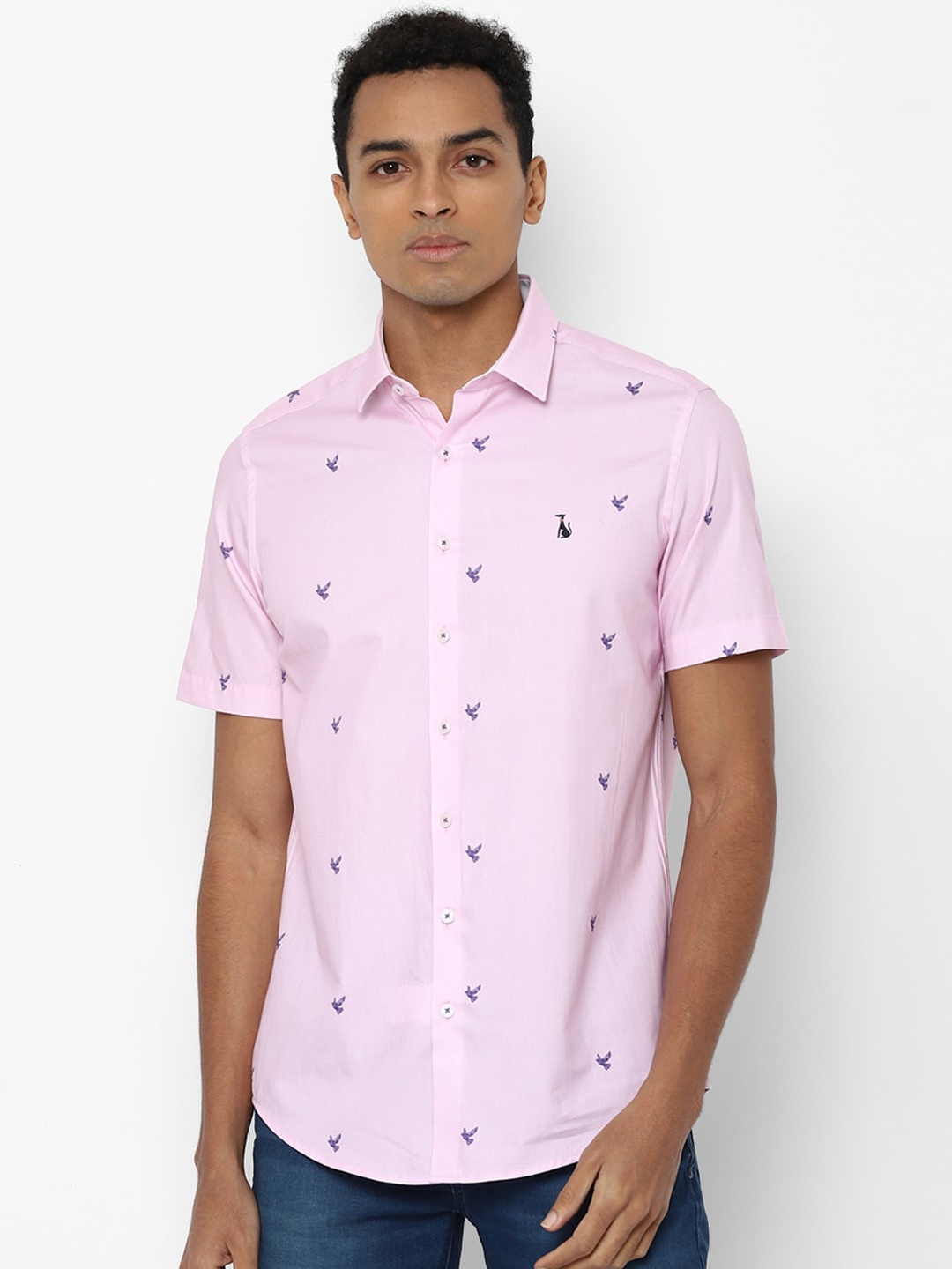 

SIMON CARTER LONDON Men Pink Slim Fit Opaque Printed Casual Shirt