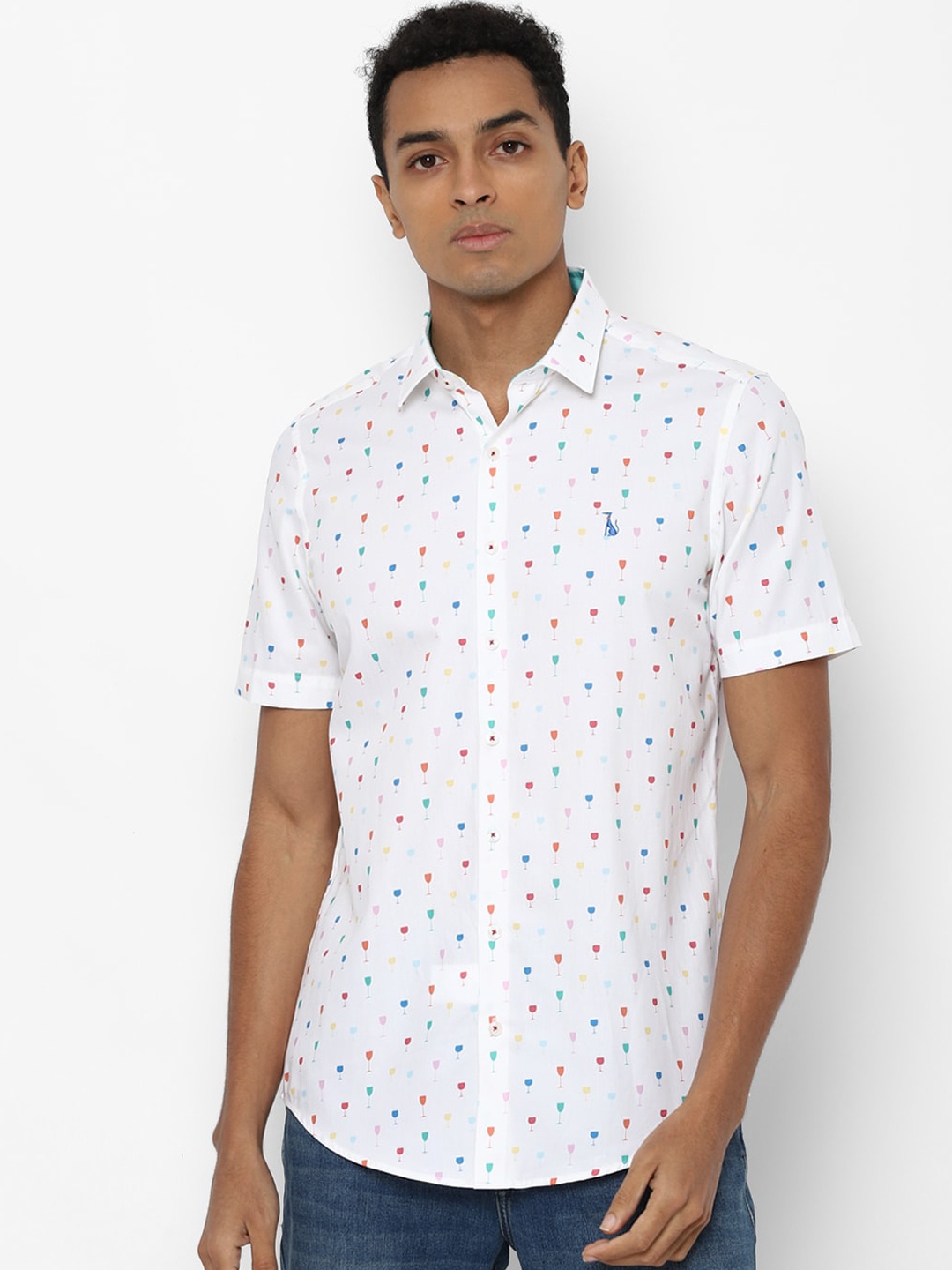 

SIMON CARTER LONDON Men White Slim Fit Opaque Printed Casual Shirt
