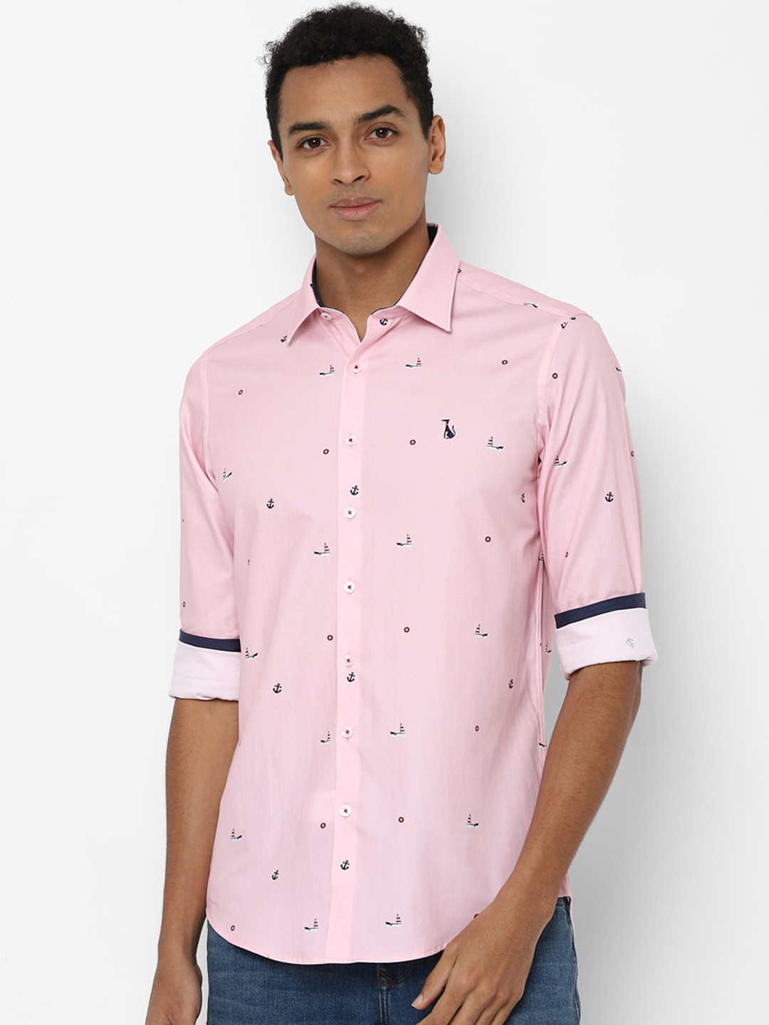 

SIMON CARTER LONDON Men Pink Slim Fit Opaque Printed Casual Shirt