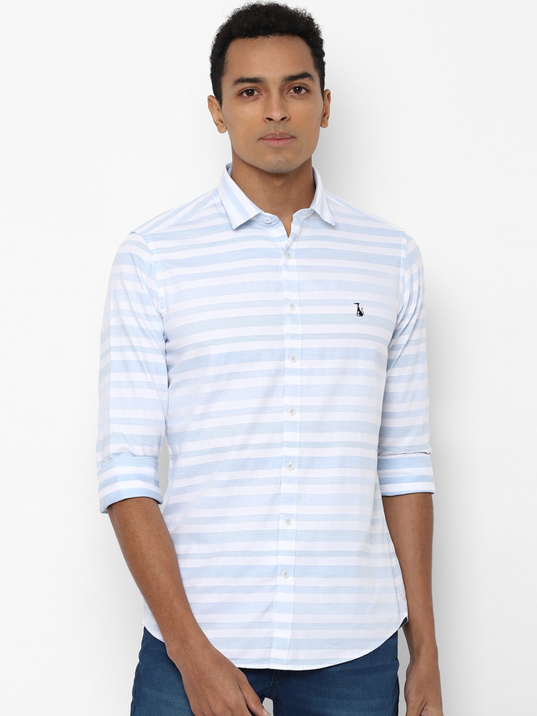 

SIMON CARTER LONDON Men Blue Slim Fit Horizontal Stripes Opaque Striped Casual Shirt