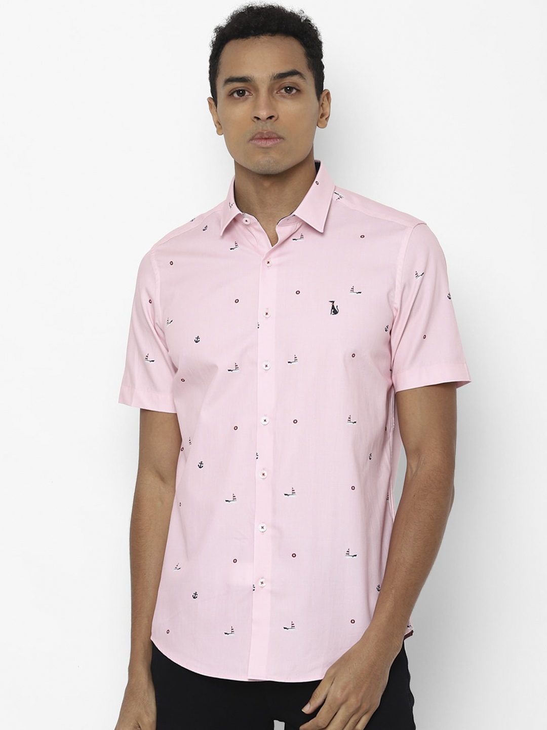 

SIMON CARTER LONDON Men Pink Slim Fit Opaque Printed Pure Cotton Casual Shirt