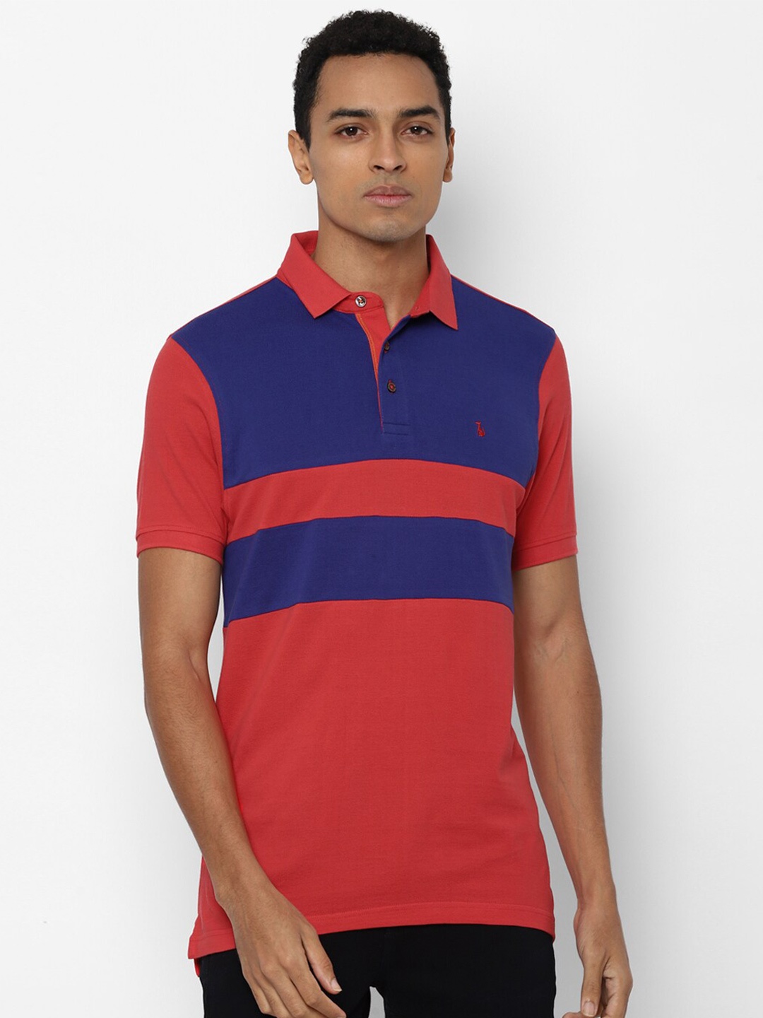 

SIMON CARTER LONDON Men Red Blue Colourblocked Pure Cotton T-shirt