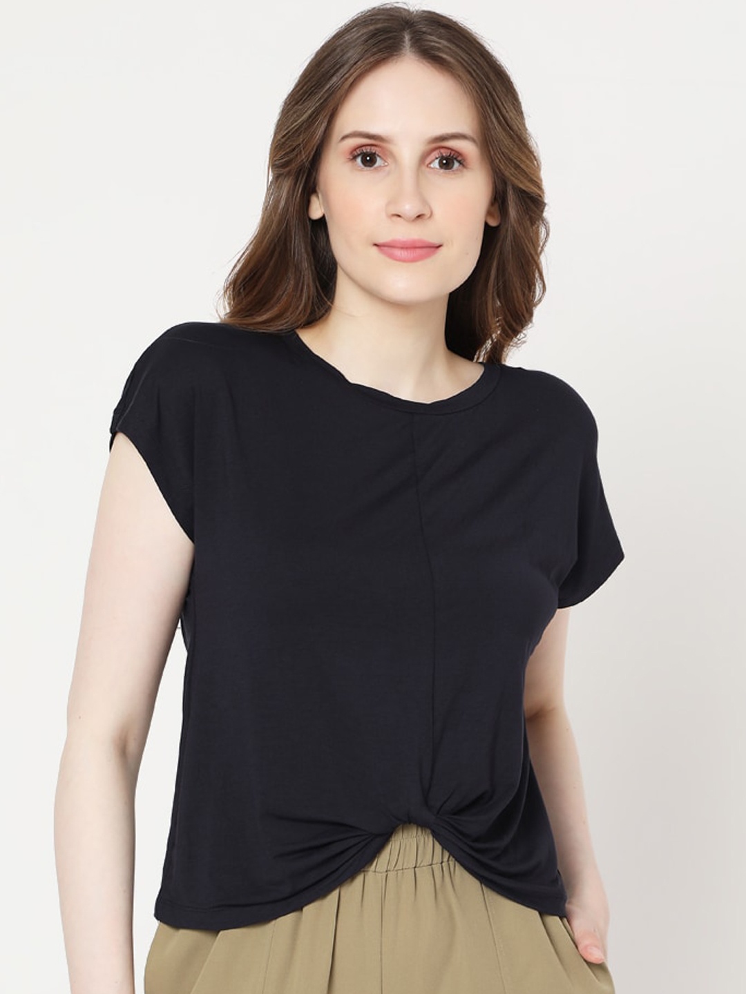 

Vero Moda Women Navy Blue Solid Lounge T-shirt