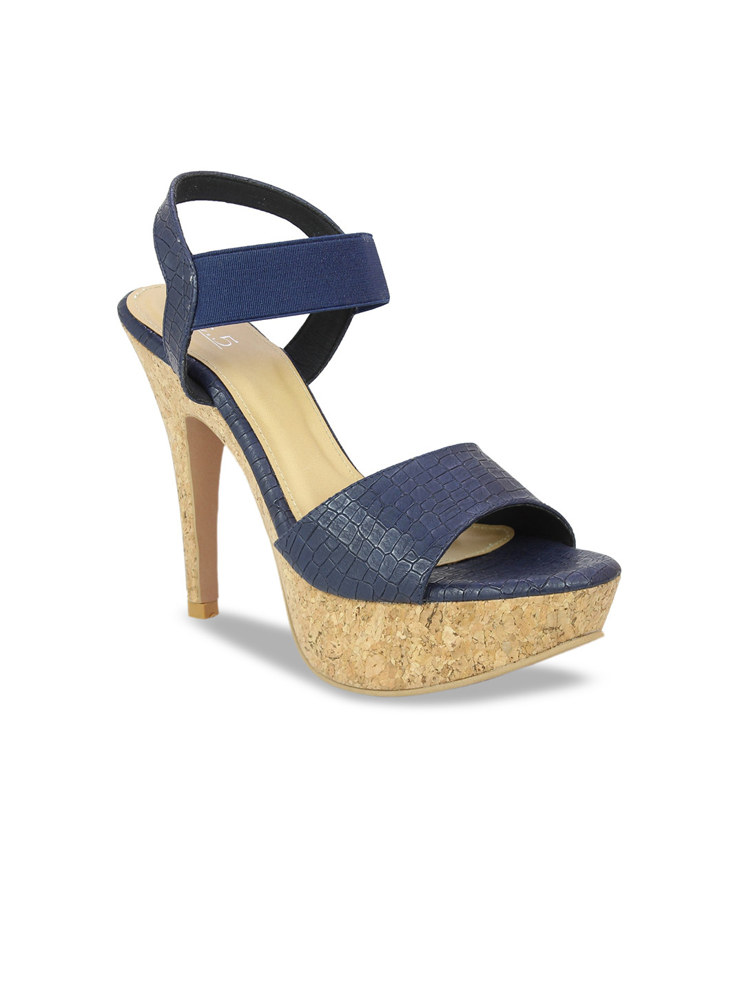 

Inc 5 Women Navy Blue Textured Platform Heels