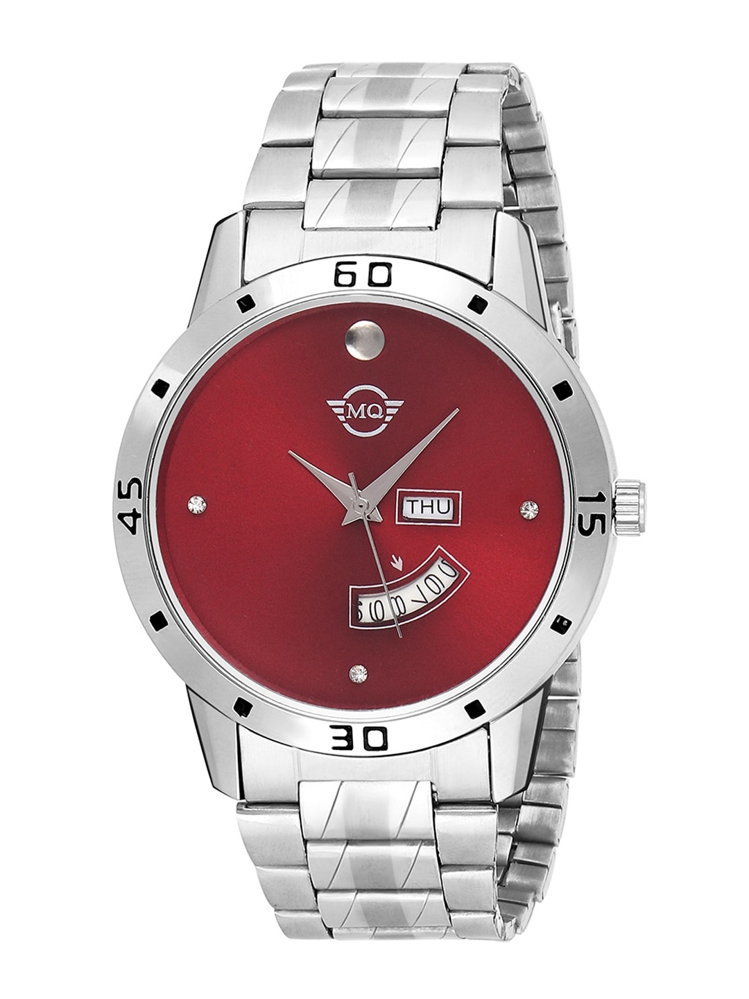 

MUTAQINOTI Men Red Dial & Silver-Toned Straps Analogue Automatic Watch MQWT-TM176