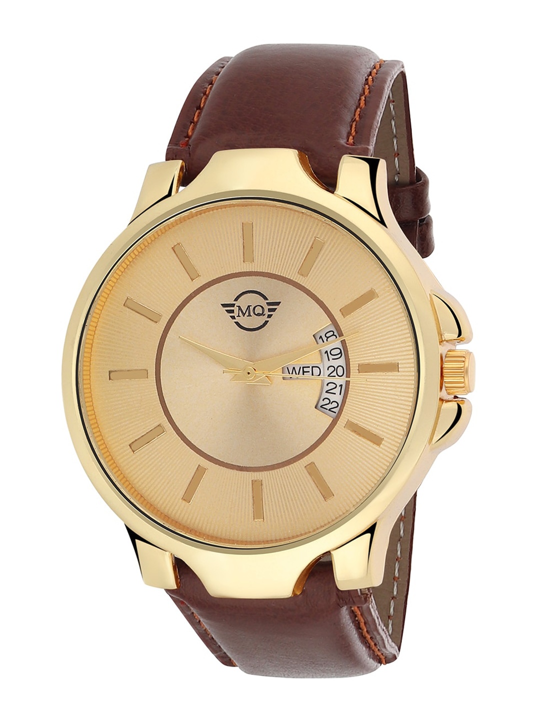 

MUTAQINOTI Men Gold-Toned Embellished Dial & Gold Toned Stainless Steel Straps Analogue Automatic Watch