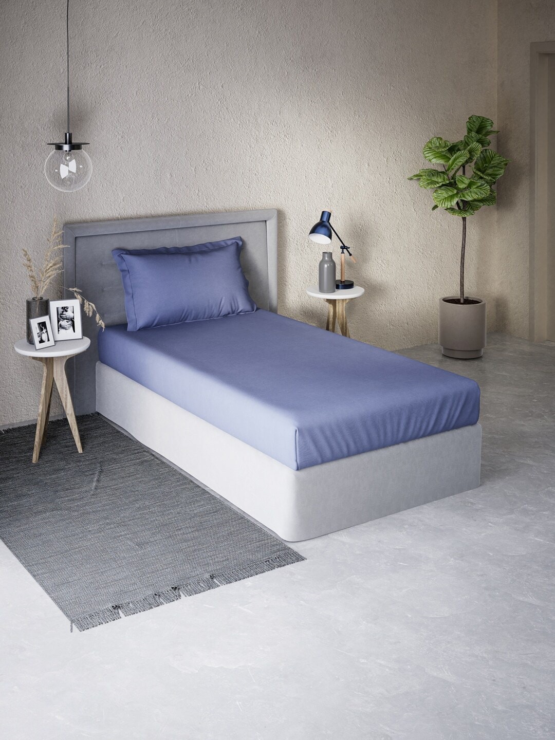 

DDecor Blue 180 TC Cotton Single Bedsheet with 1 Pillow Cover