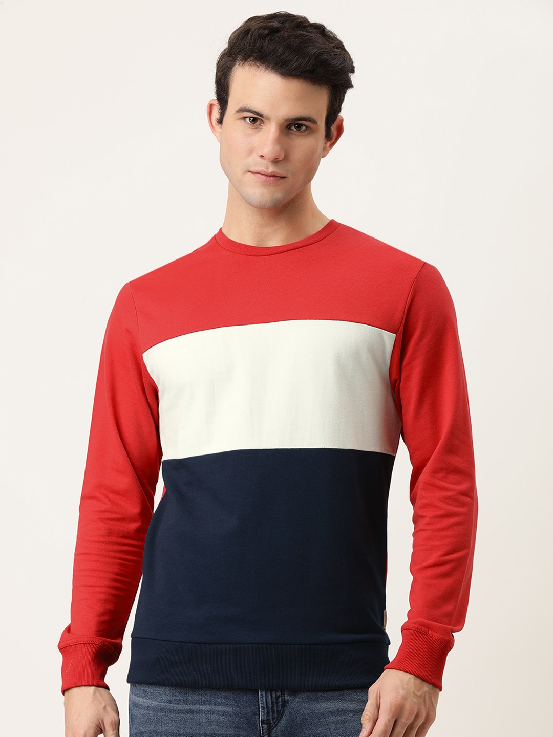 

Flying Machine Men Red Colourblocked Sweatshirt