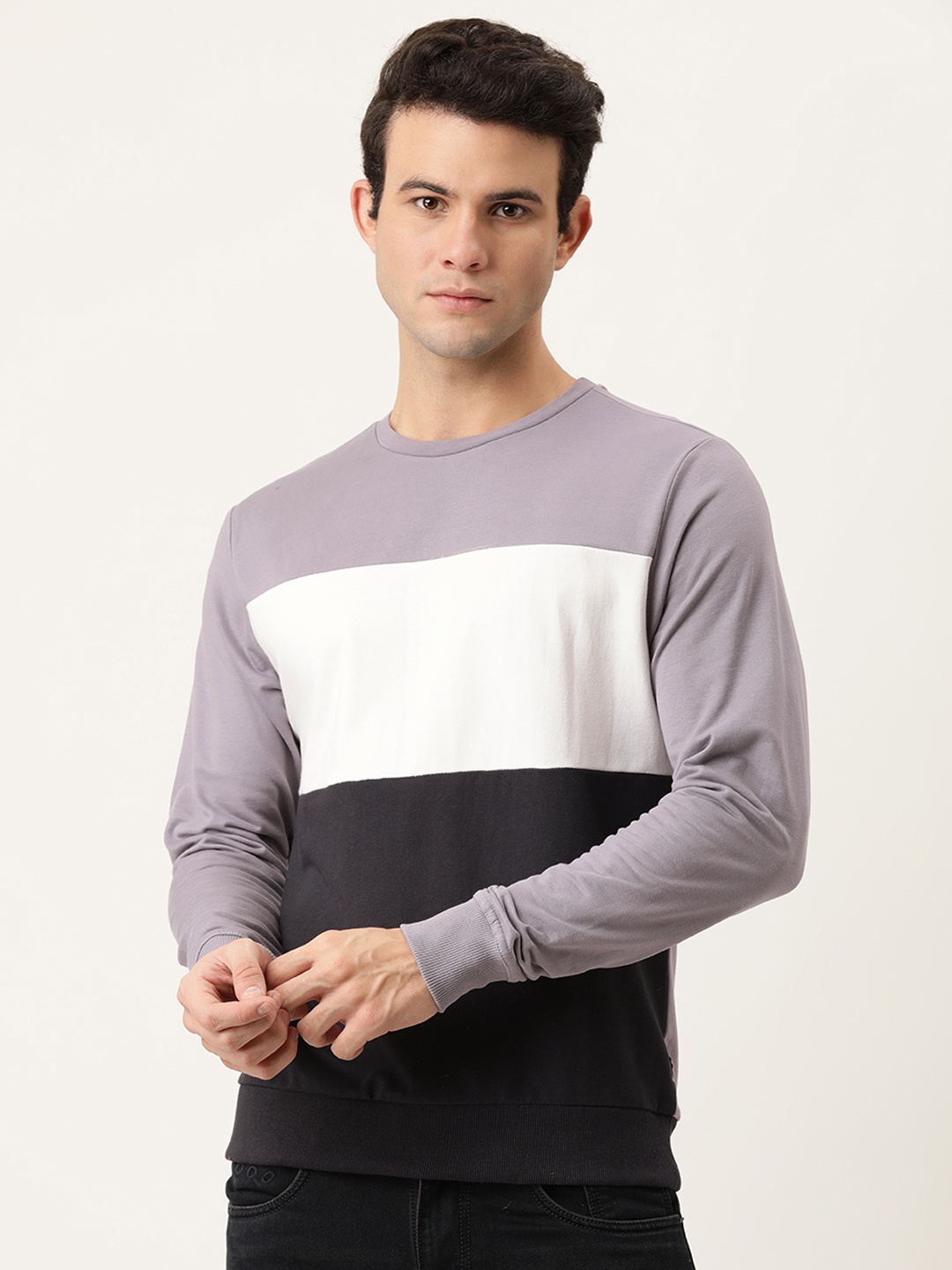 

Flying Machine Men Blue Colourblocked Sweatshirt