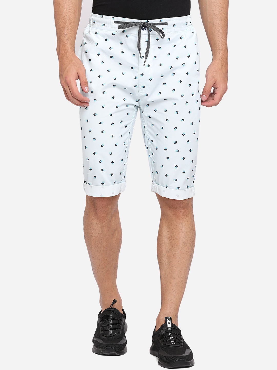 

JADE BLUE Men Green Printed Pure Cotton Regular Shorts