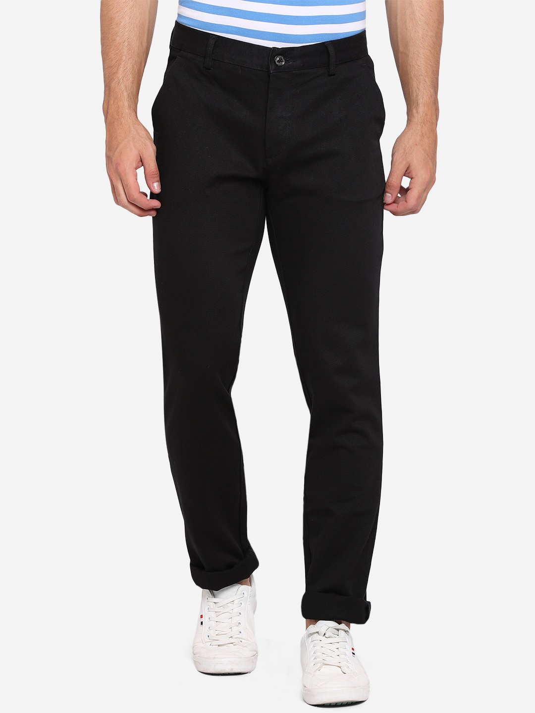 

JADE BLUE Men Black Slim Fit Trousers