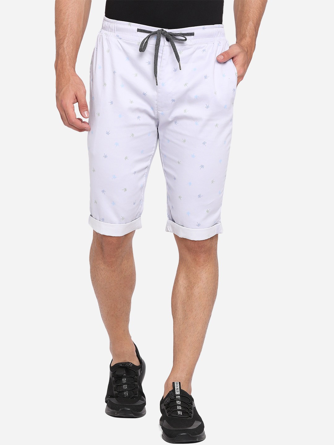 

JADE BLUE Men Blue Printed Regular Pure Cotton Shorts