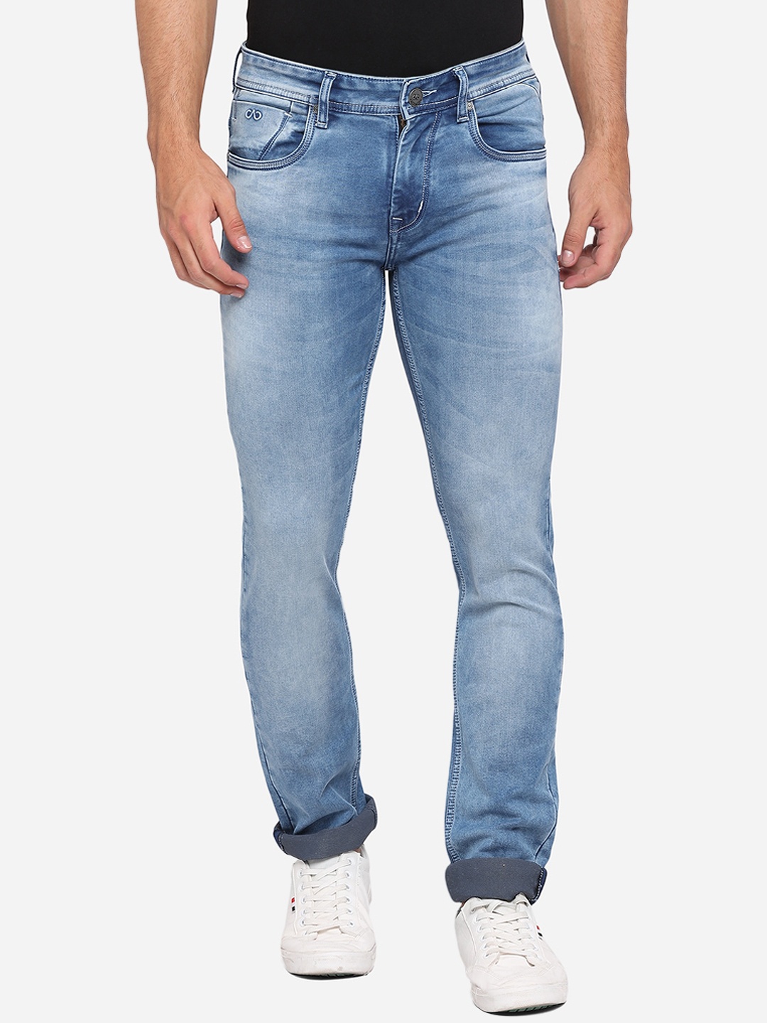 

JADE BLUE Men Blue Slim Fit Low Distress Heavy Fade Jeans