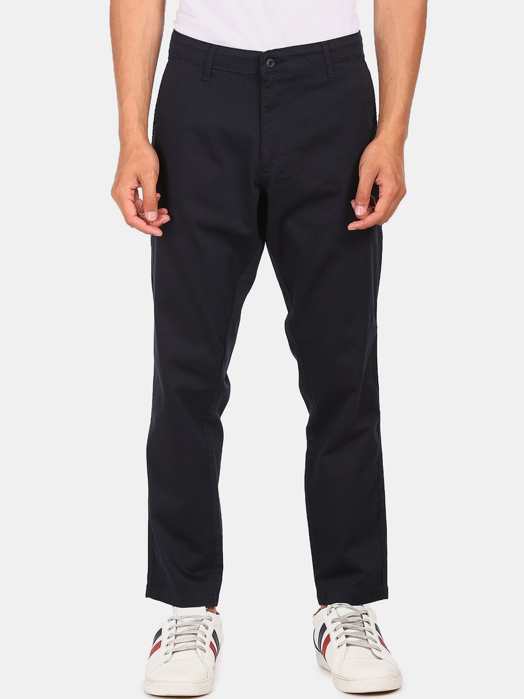 

Ruggers Men Navy Blue Cotton Regular Trousers