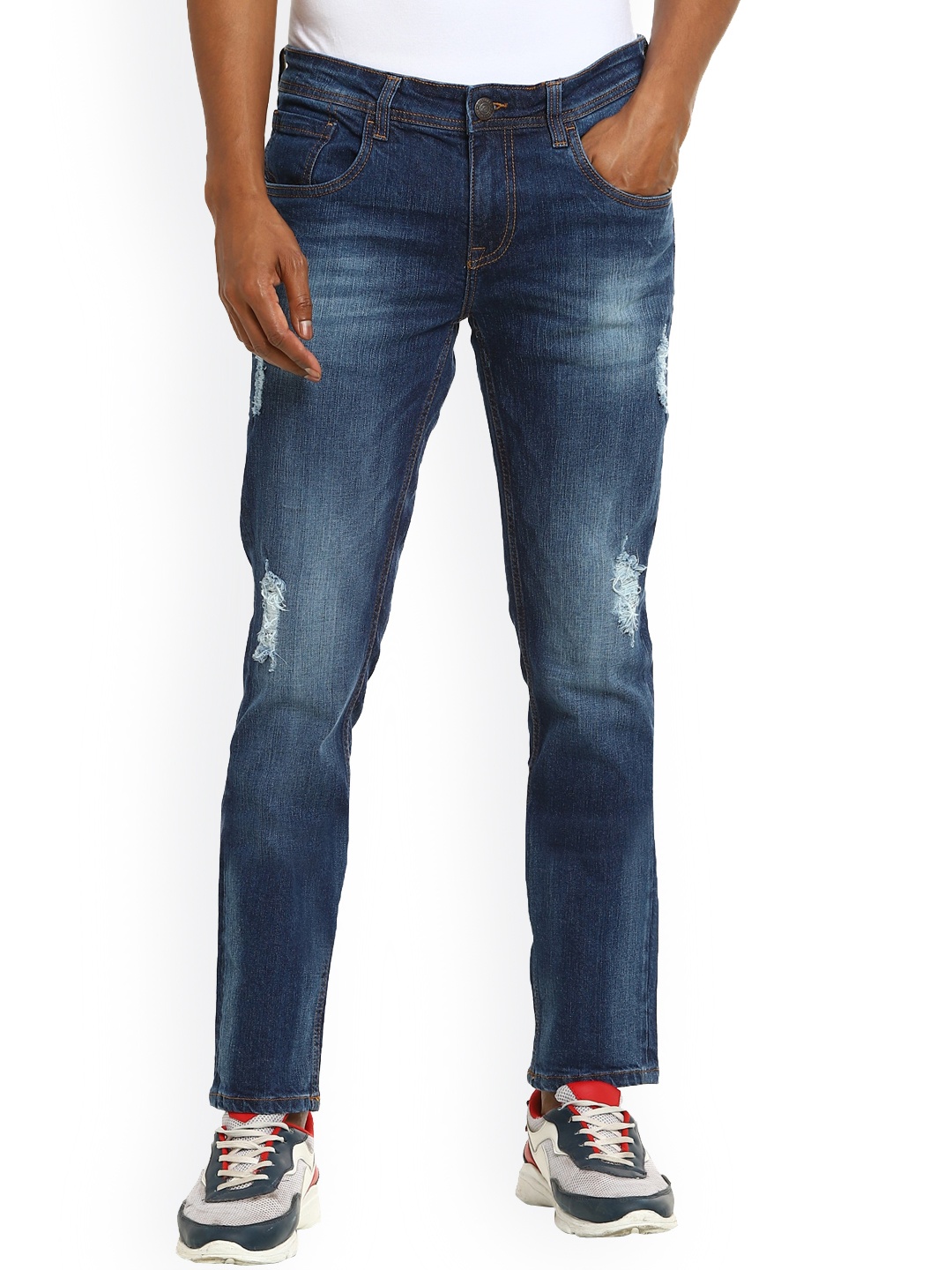 

Cherokee Men Blue Mildly Distressed Heavy Fade Jeans