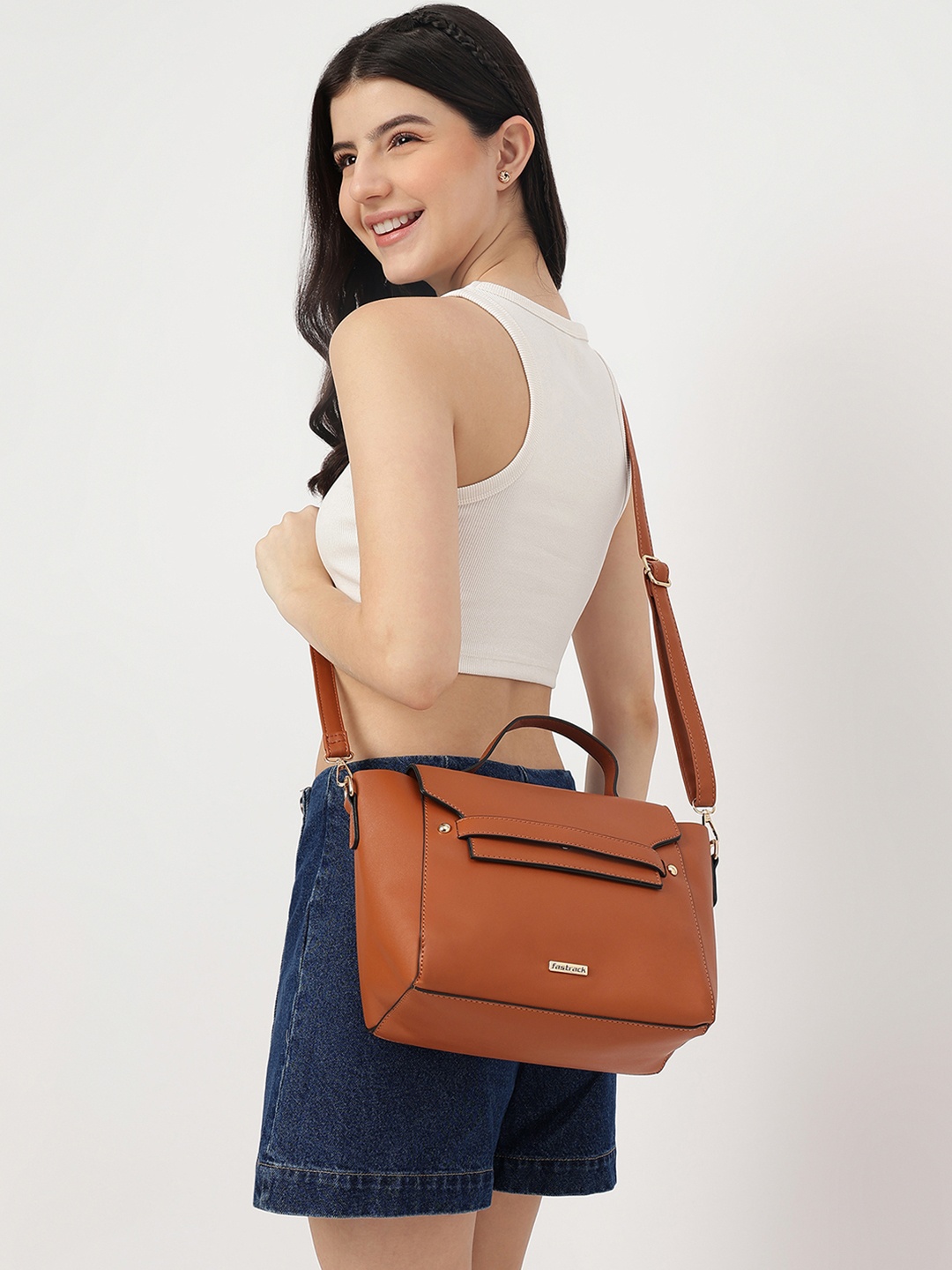 

Fastrack Structured Sling Bag, Brown