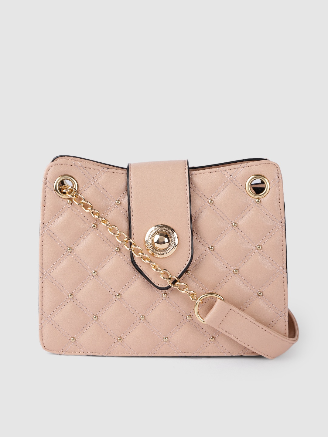 

Fastrack Peach-Coloured Embellished PU Structured Sling Bag