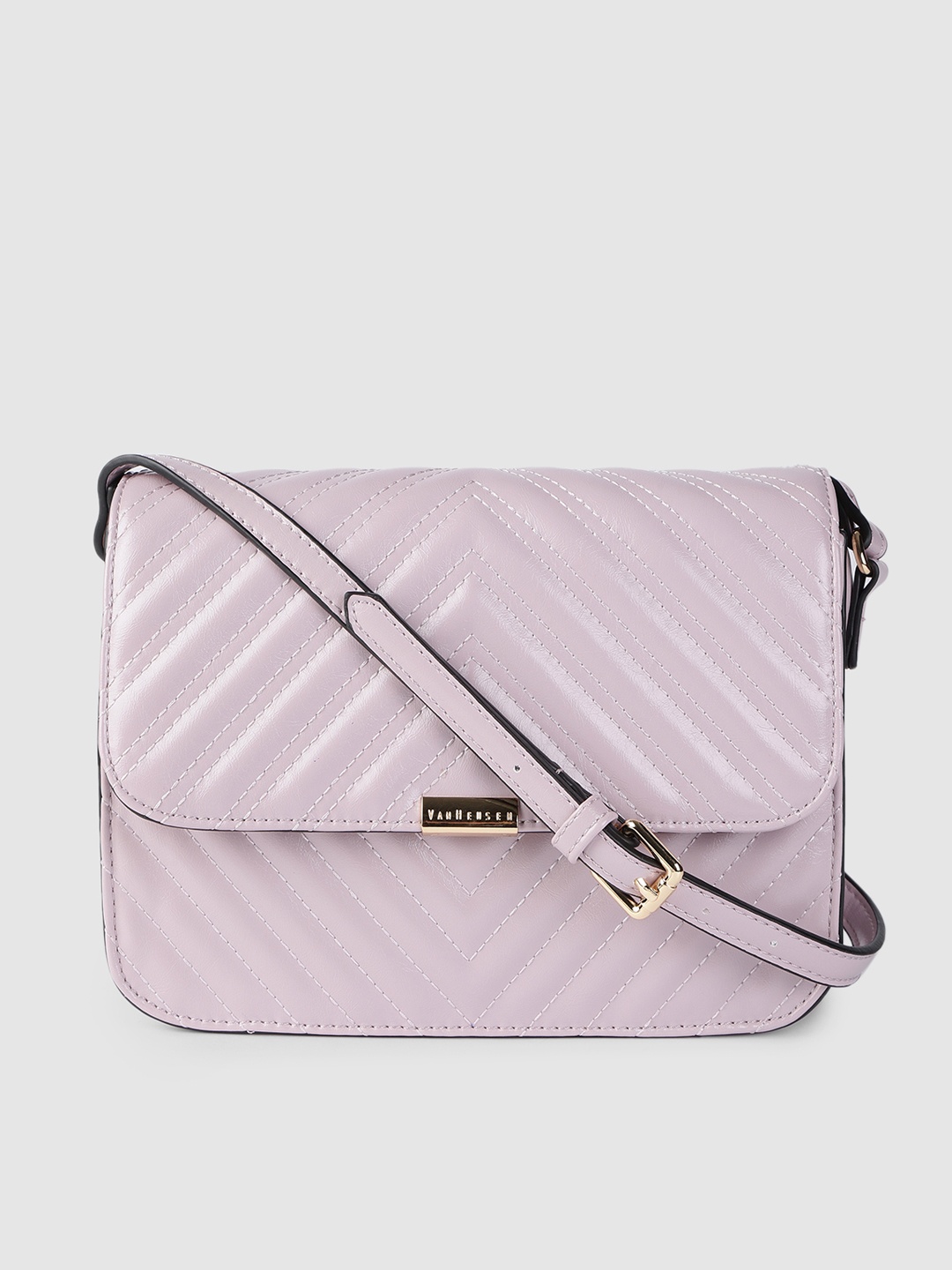 

Van Heusen Lavender Geometric Textured Structured Sling Bag