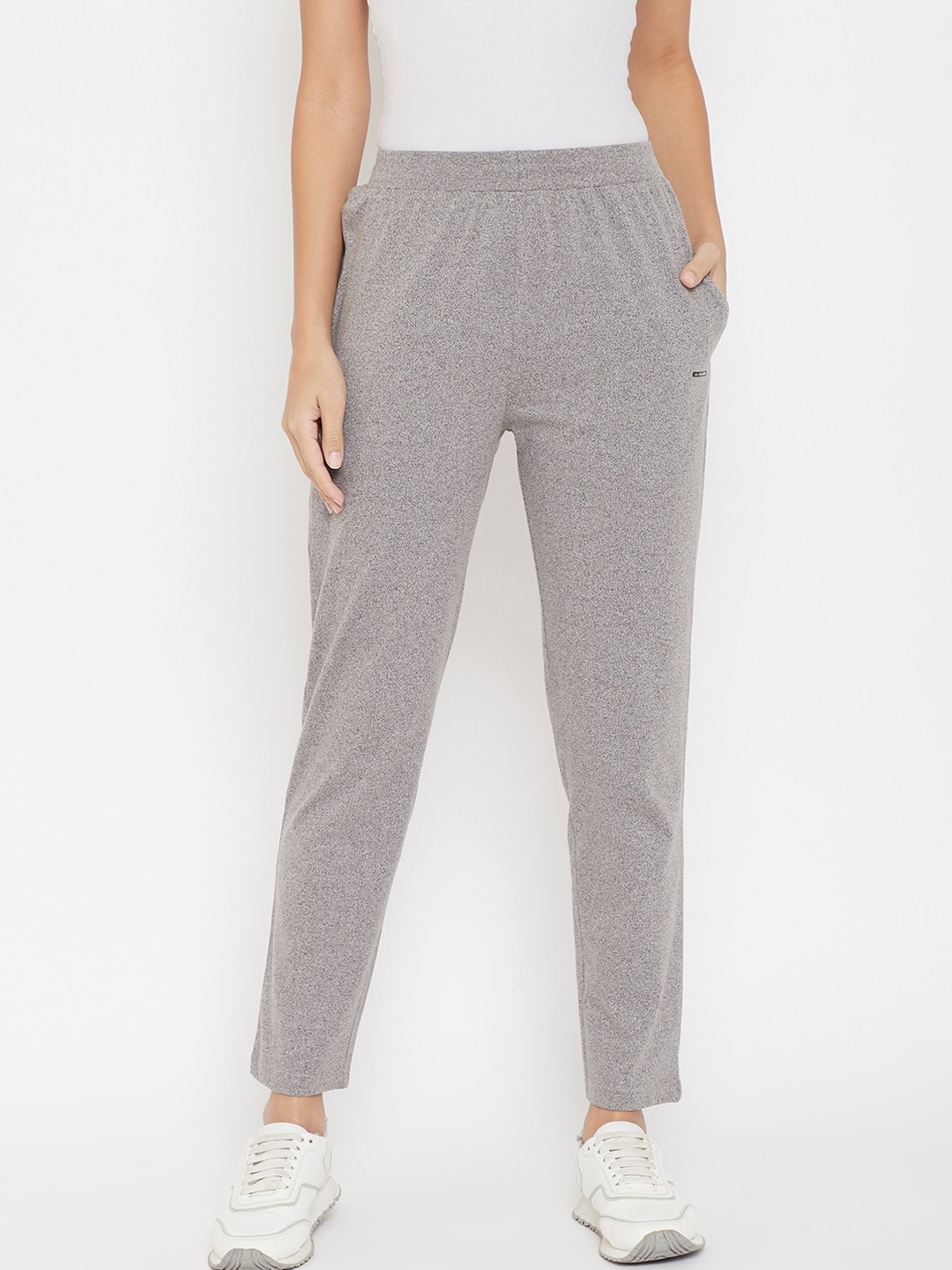 

Okane Women Grey Self-Design Cotton Relaxed-Fit Track Pants